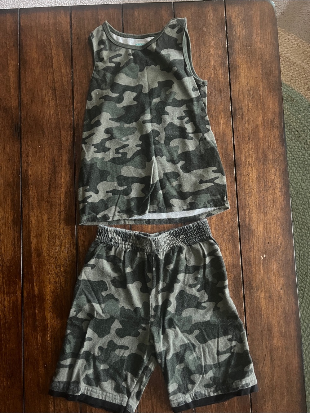 🎉🎉 5 for $20🎉🎉for Children's Camo Tank and Shorts Set - Olive Green Camouflage